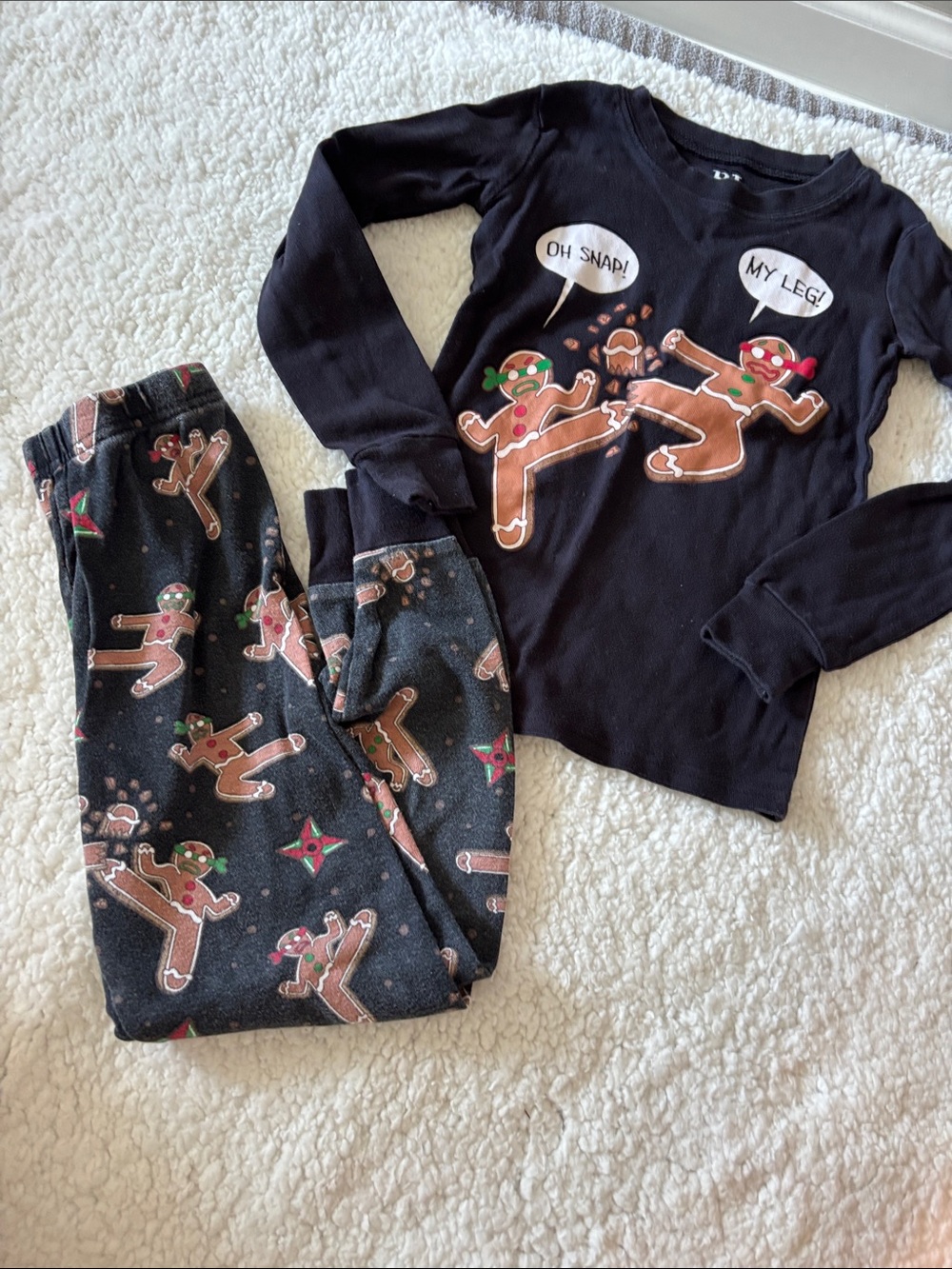 Pj place Kids Black Gingerbread Print Pajama Set - Long Sleeve Sleepwear